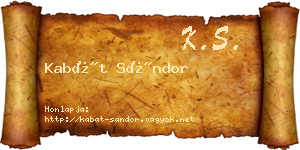 Kabát Sándor névjegykártya